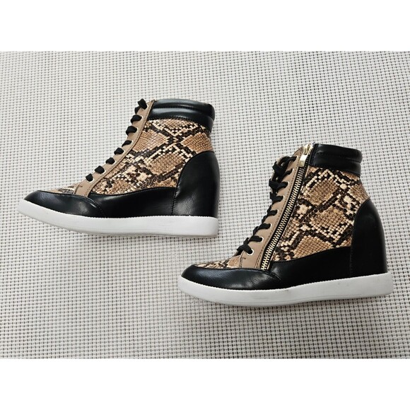 Justfab Women's Felicia Wedge Sneaker Platform Snakeskin Print Size 7.5 - Picture 2 of 10